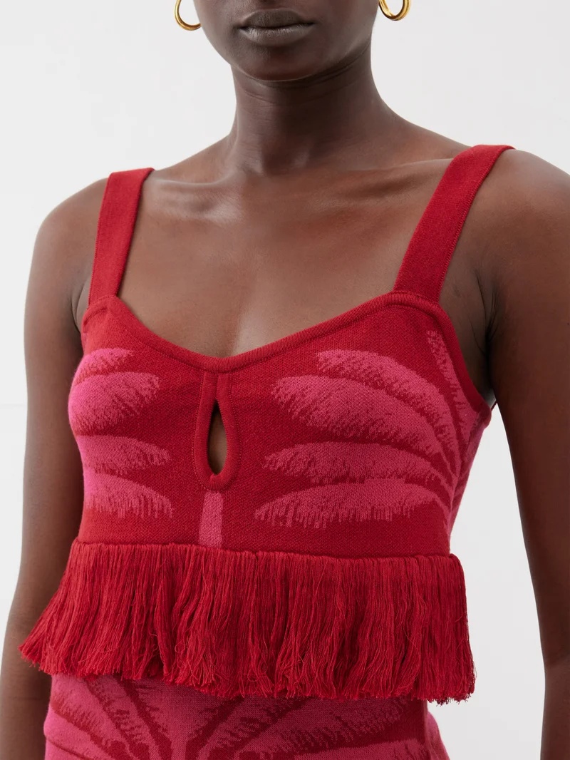 Johanna Ortiz Nativa palm tree-jacquard cotton cropped top | REVERSIBLE