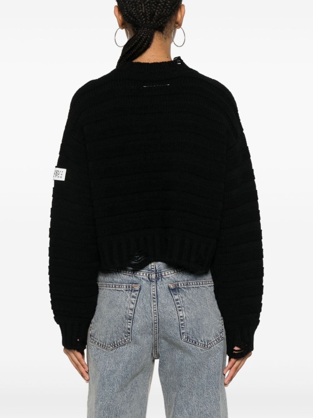 distressed chunky-knit jumper - 4