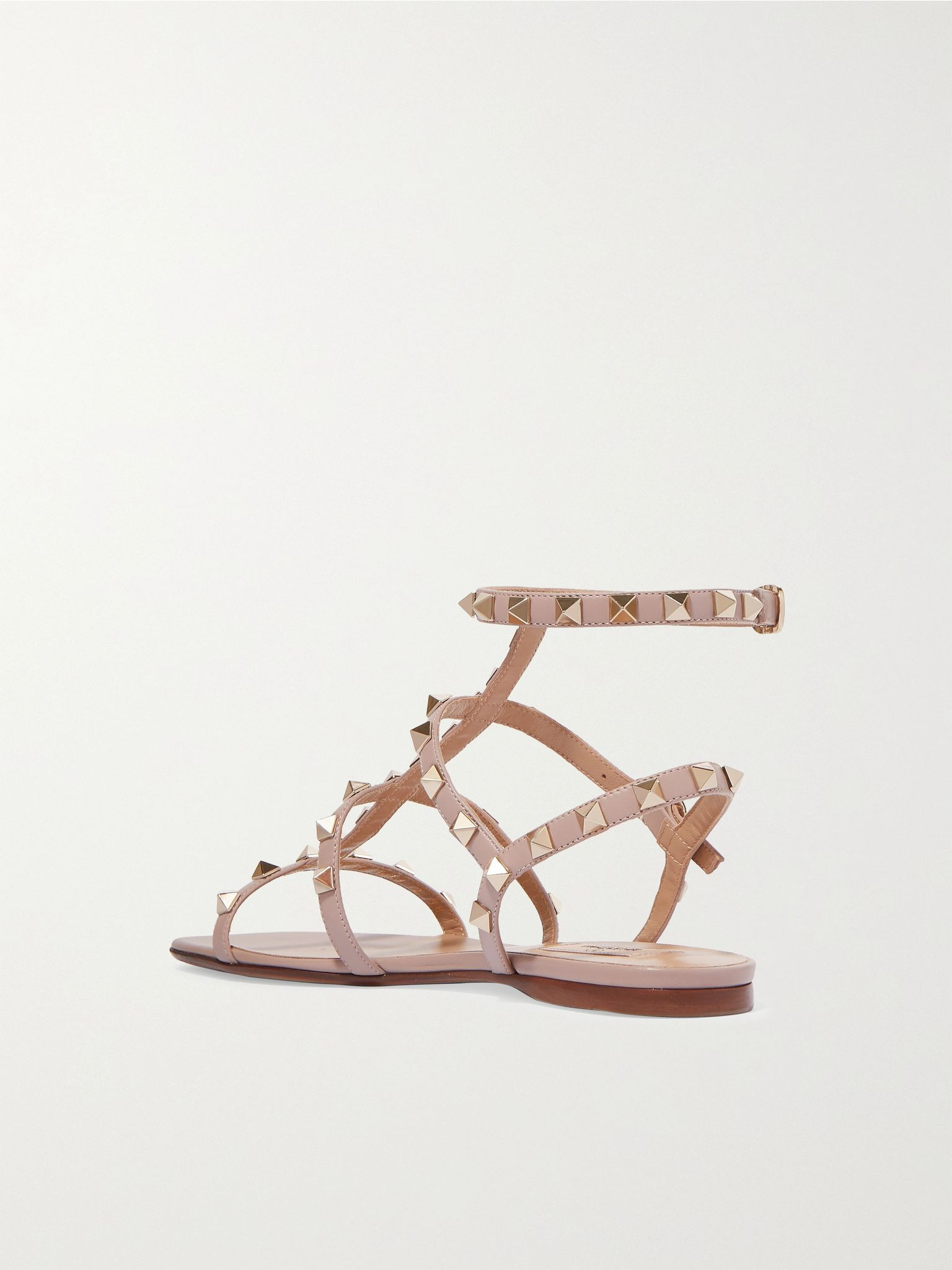 Rockstud leather sandals Blush - 3