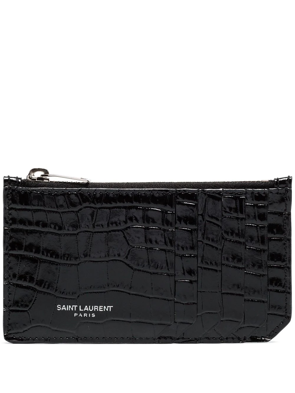 croc-embossed leather cardholder - 1