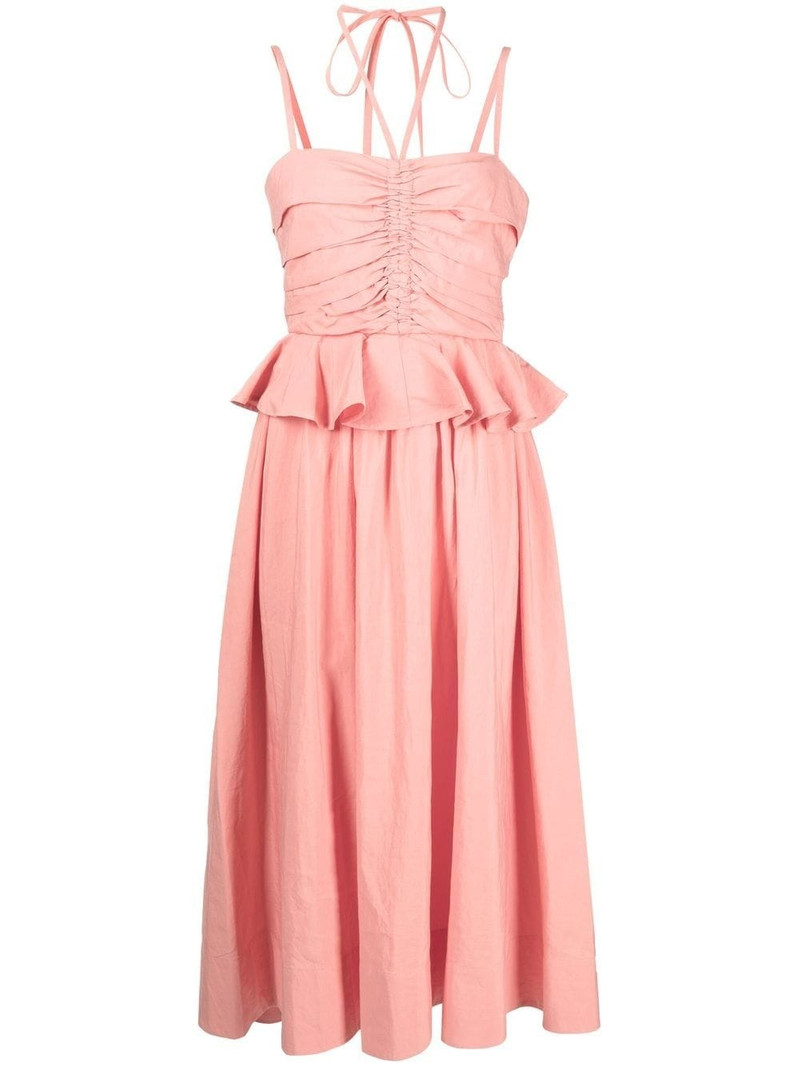 halterneck ruffled midi dress 1