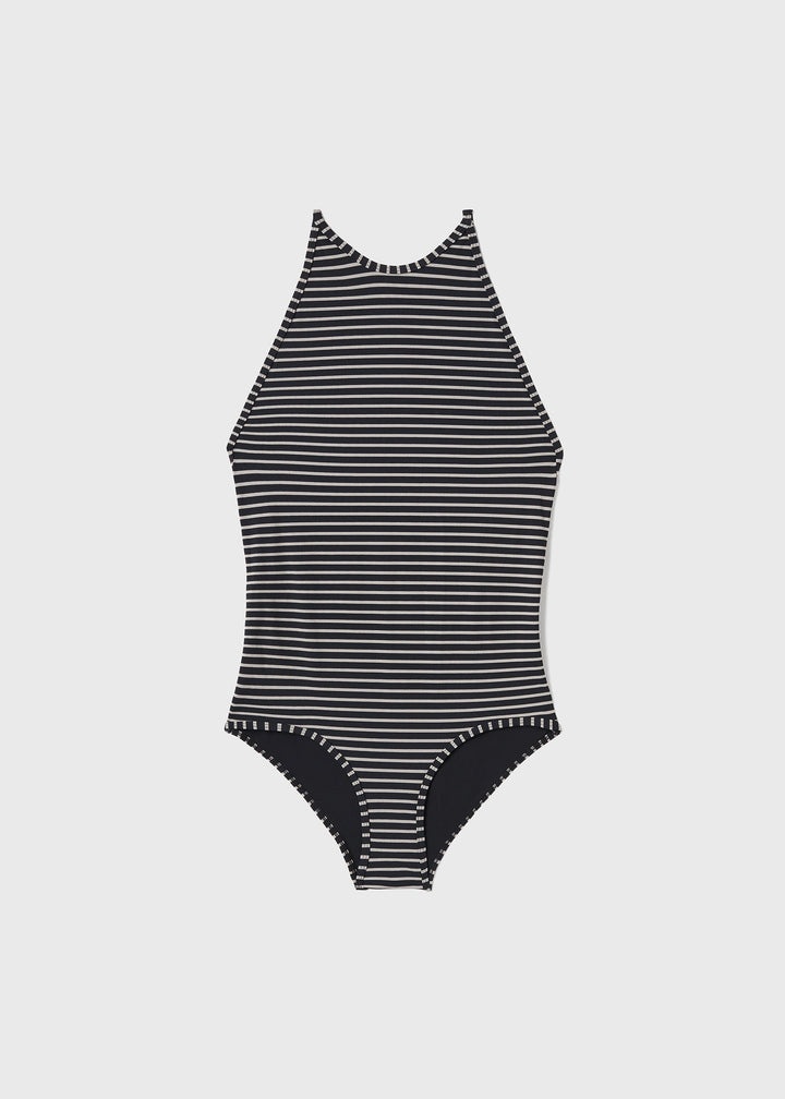High neck swimsuit monogram stripe - 1