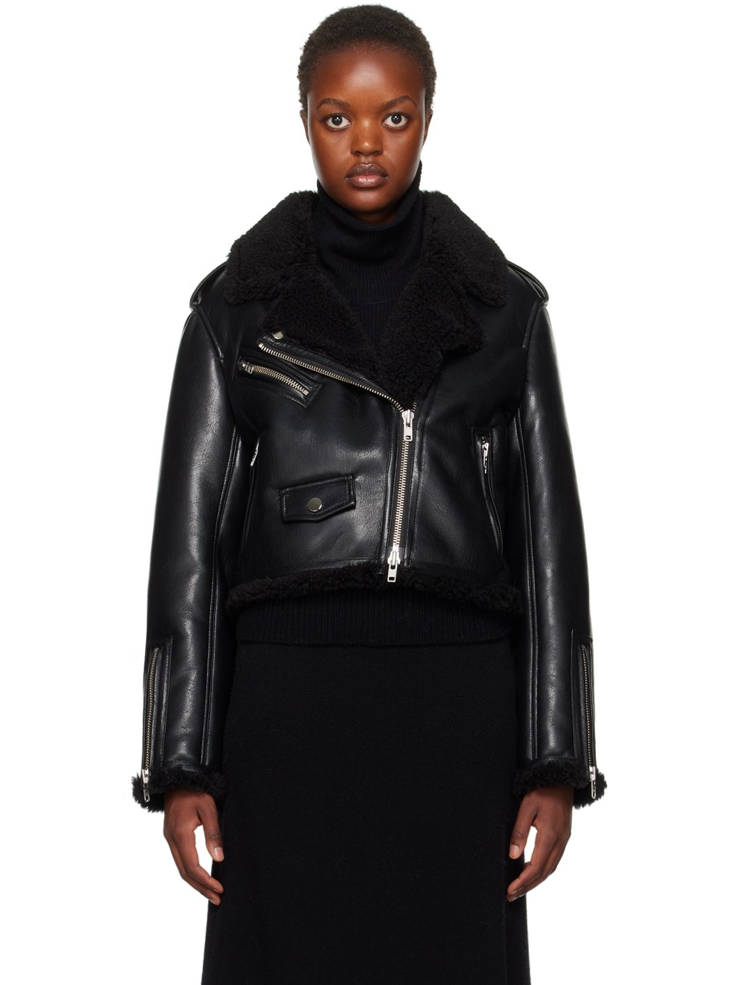 Black Lillia Faux-Leather Jacket - 1