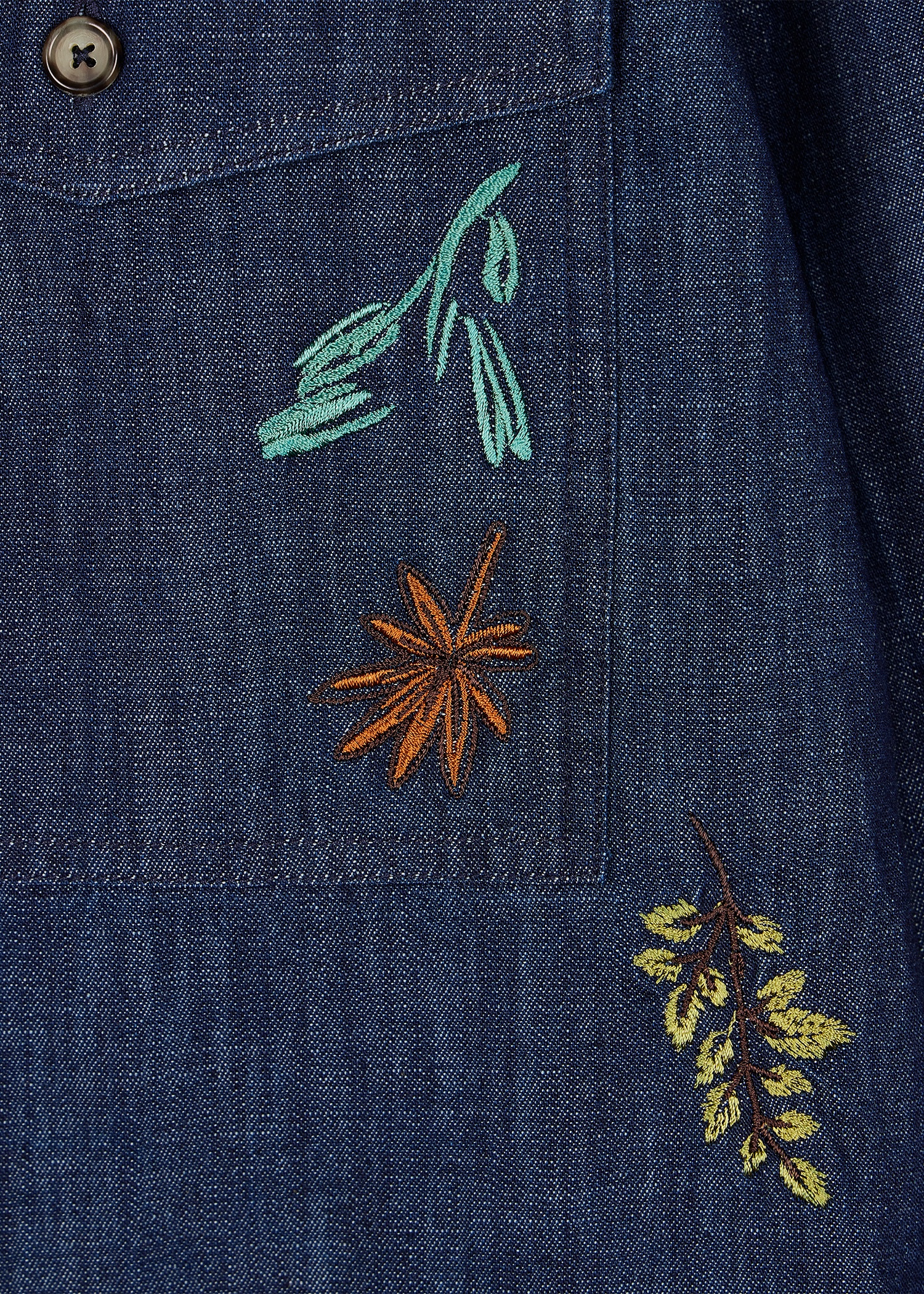 Indigo Embroidered Chambray Shirt - 2