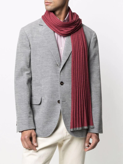 Brunello Cucinelli ribbed contrasting trim scarf outlook