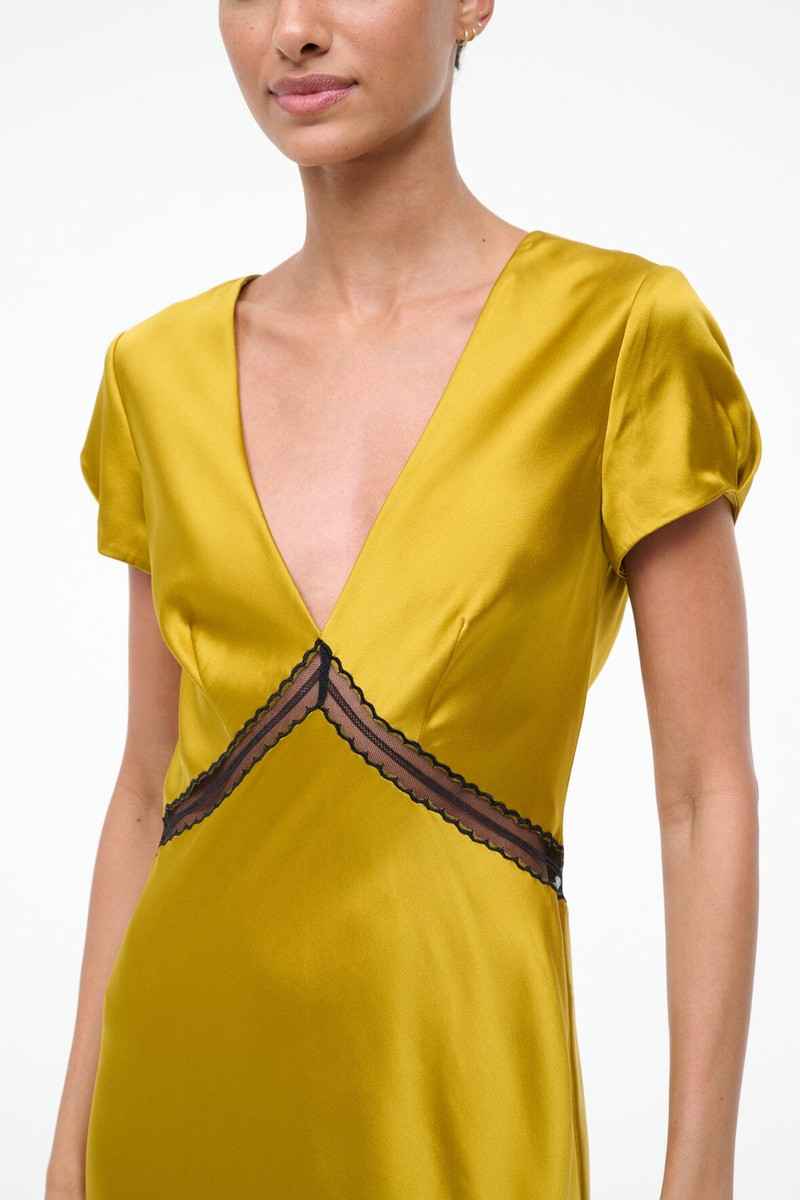 STAUD SAB SILK DRESS TURMERIC 5