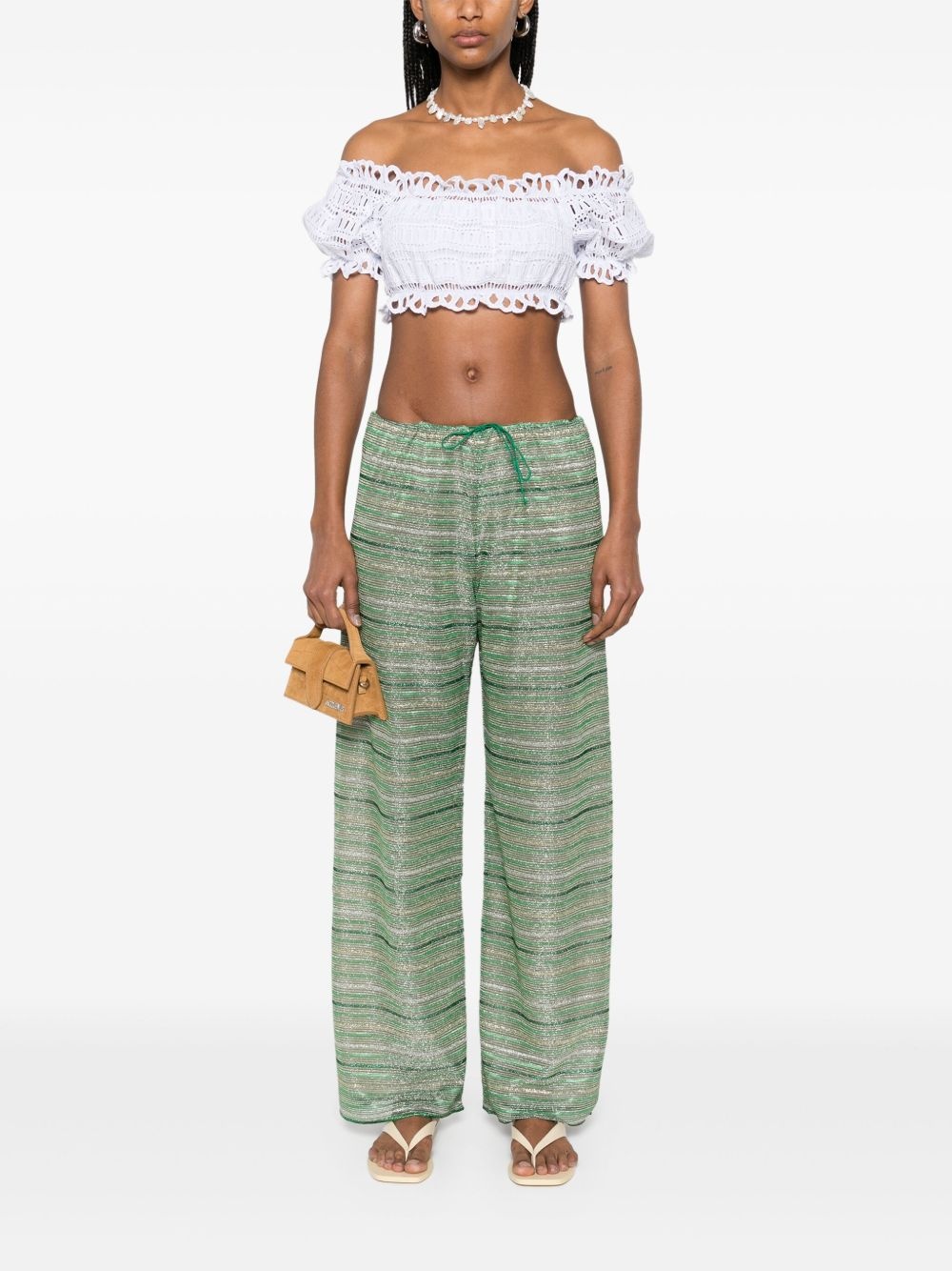 shiny stripes trousers - 2