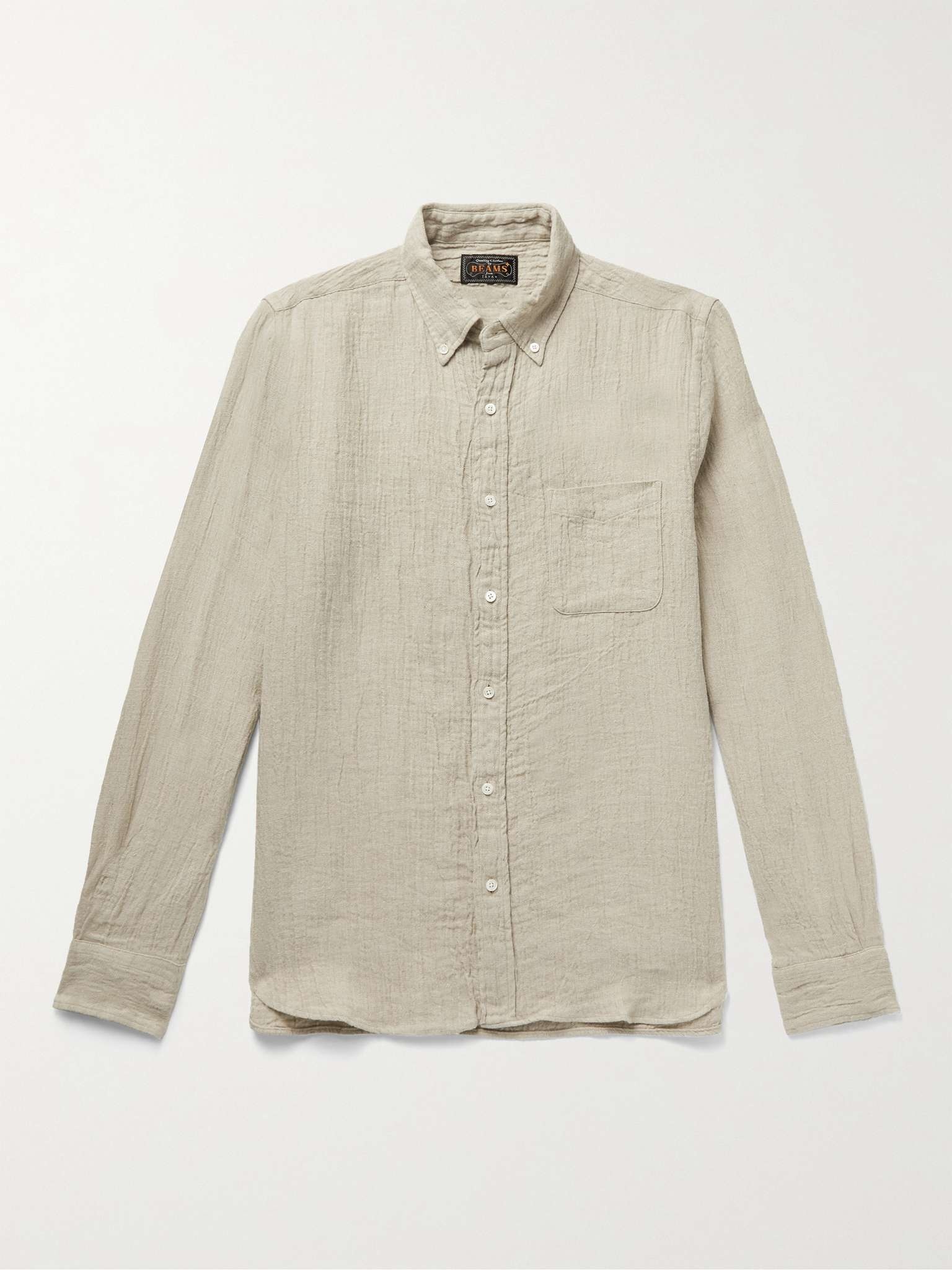 Button-Down Collar Linen Shirt - 1