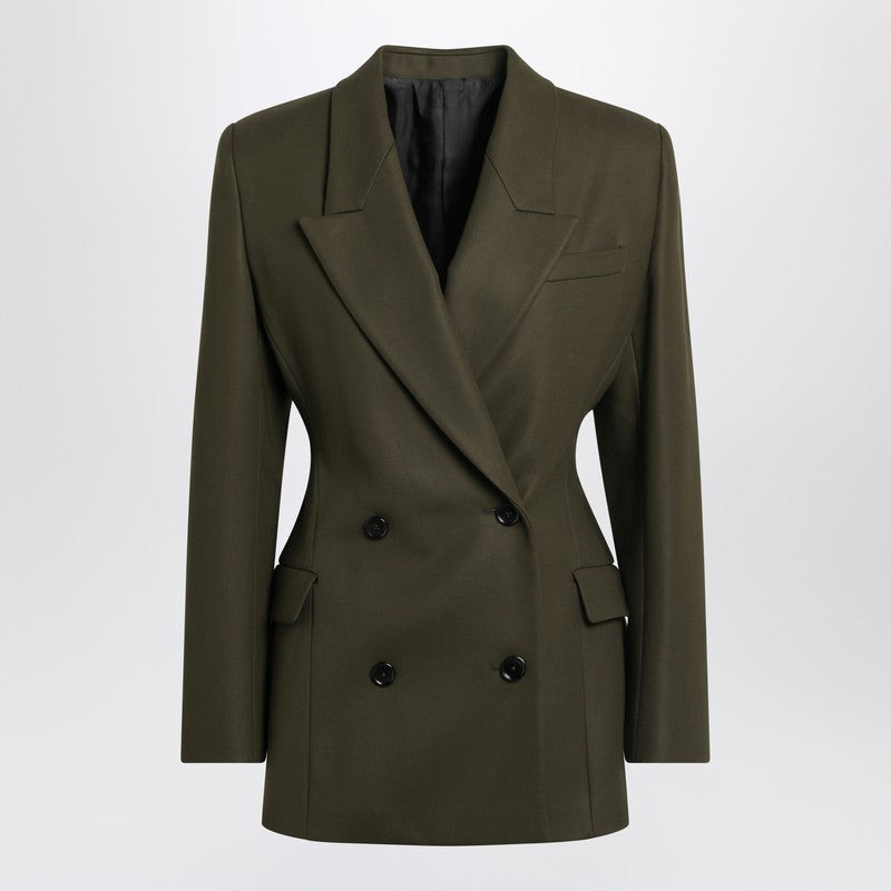 Alaia Double-Breasted Olive Green Wool Jacket Women - 1