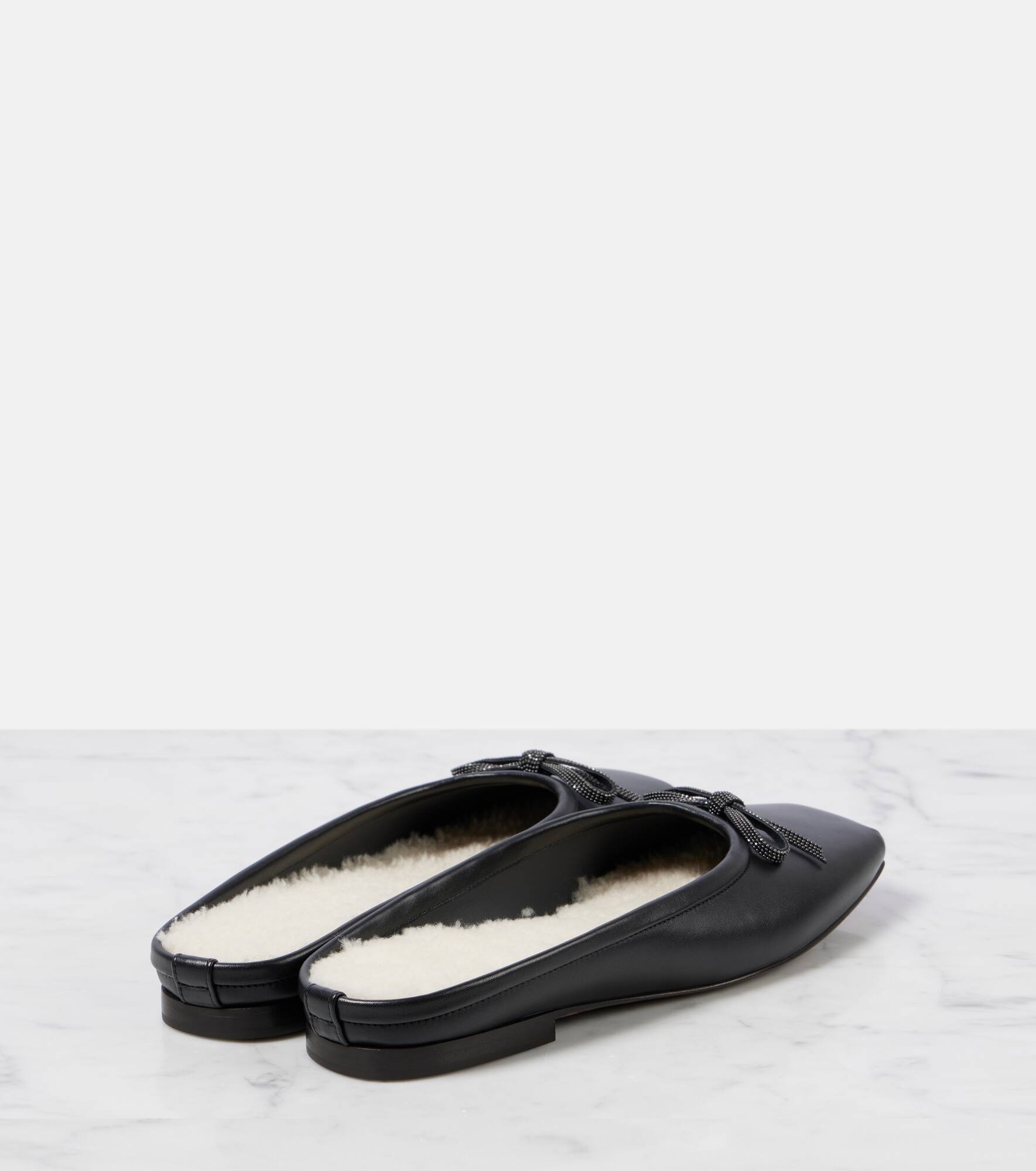 Shearling-lined leather mules - 3
