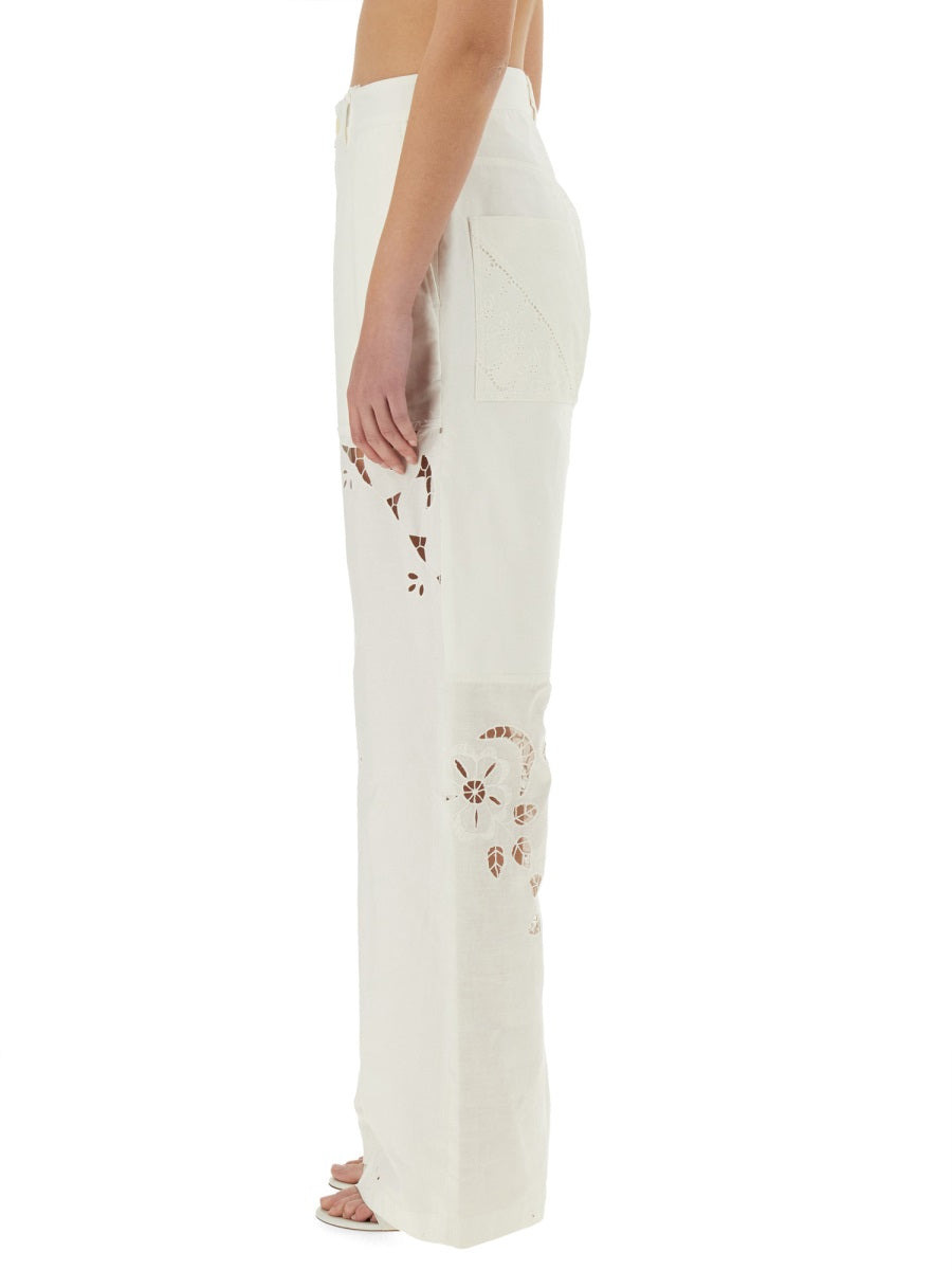 Marine Serre Women Upcycled Linen Pants - 4