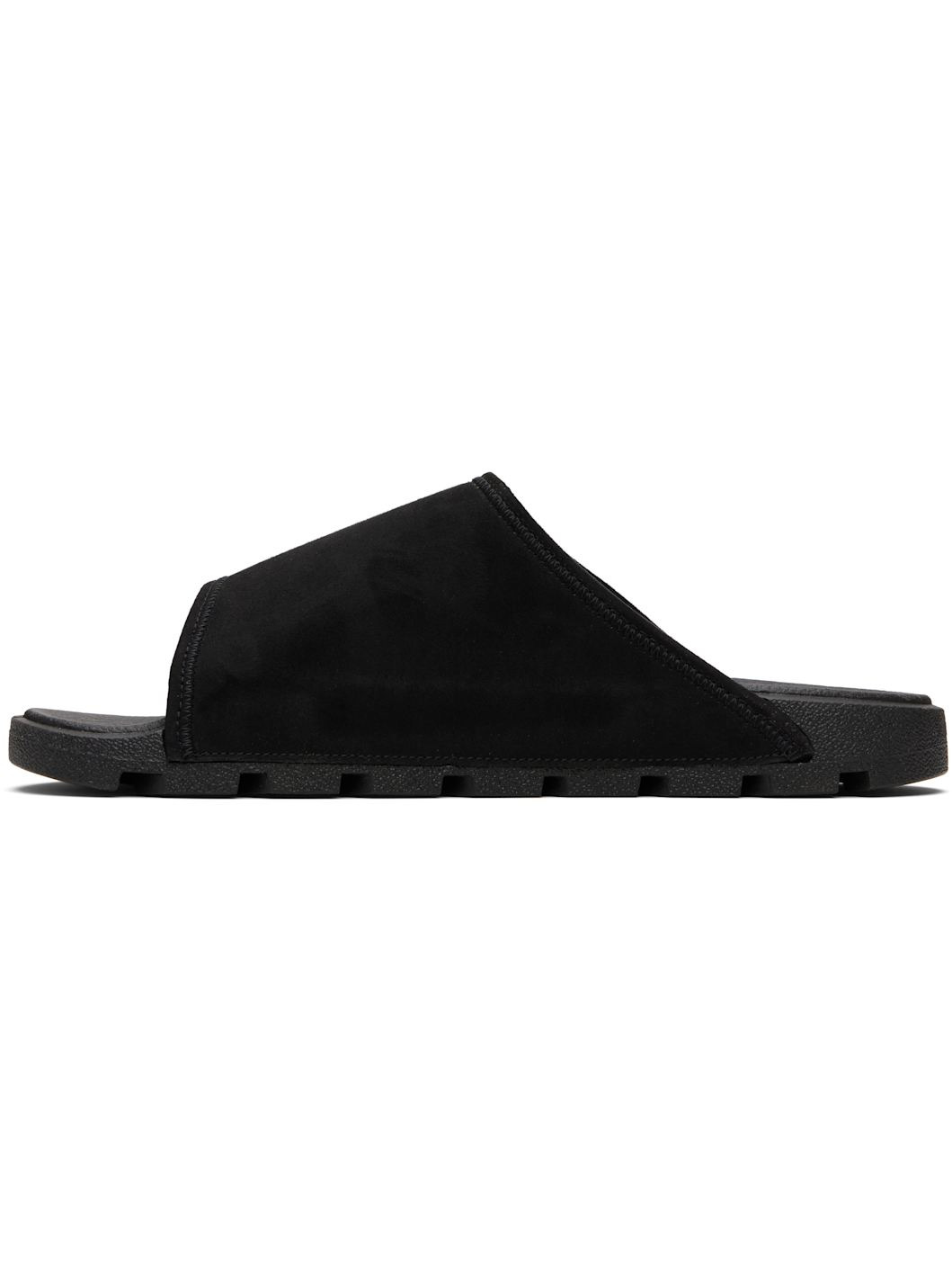 Black Strap Faux-Suede Upper Sandals - 3