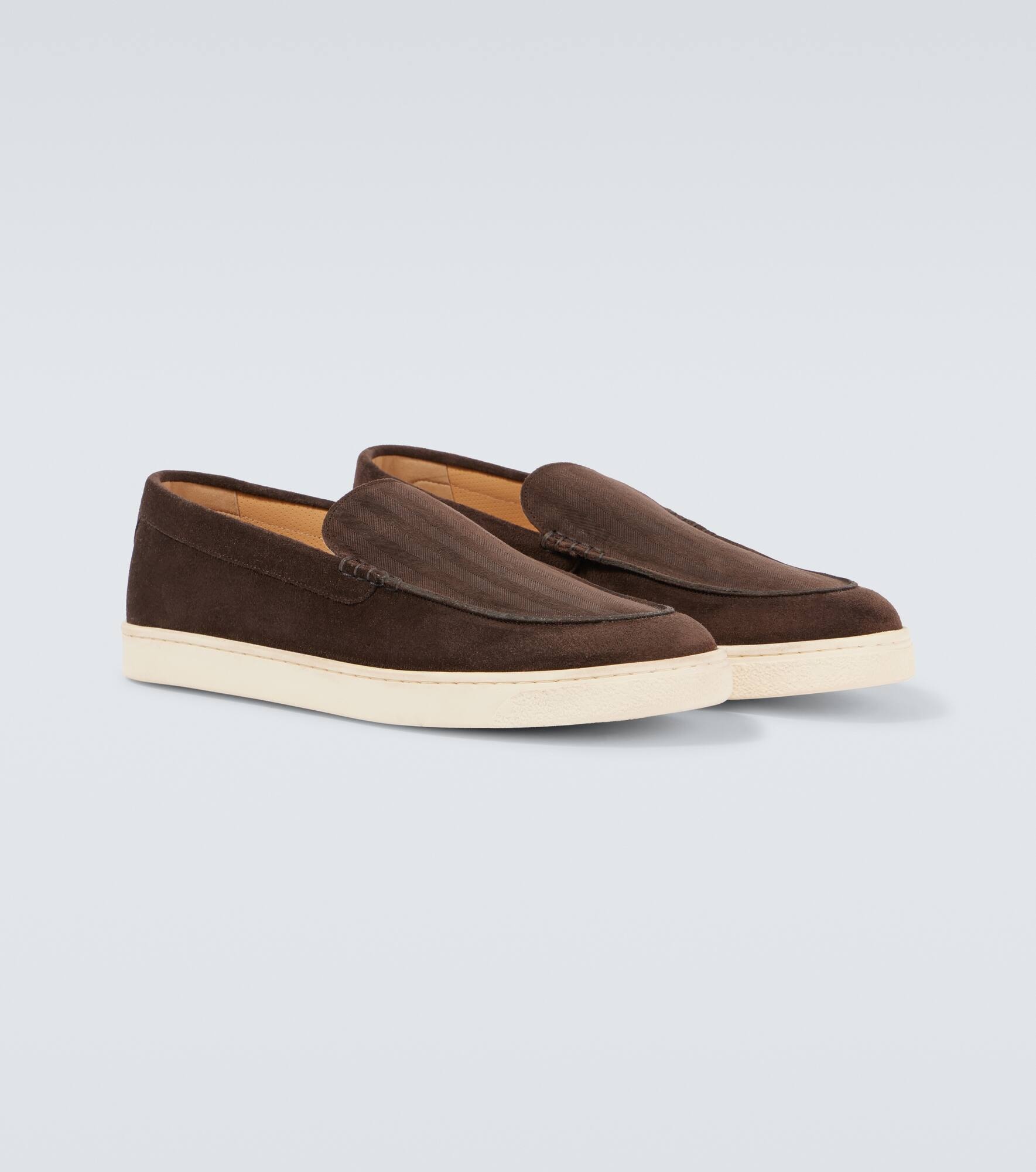 Herringbone suede loafers - 5