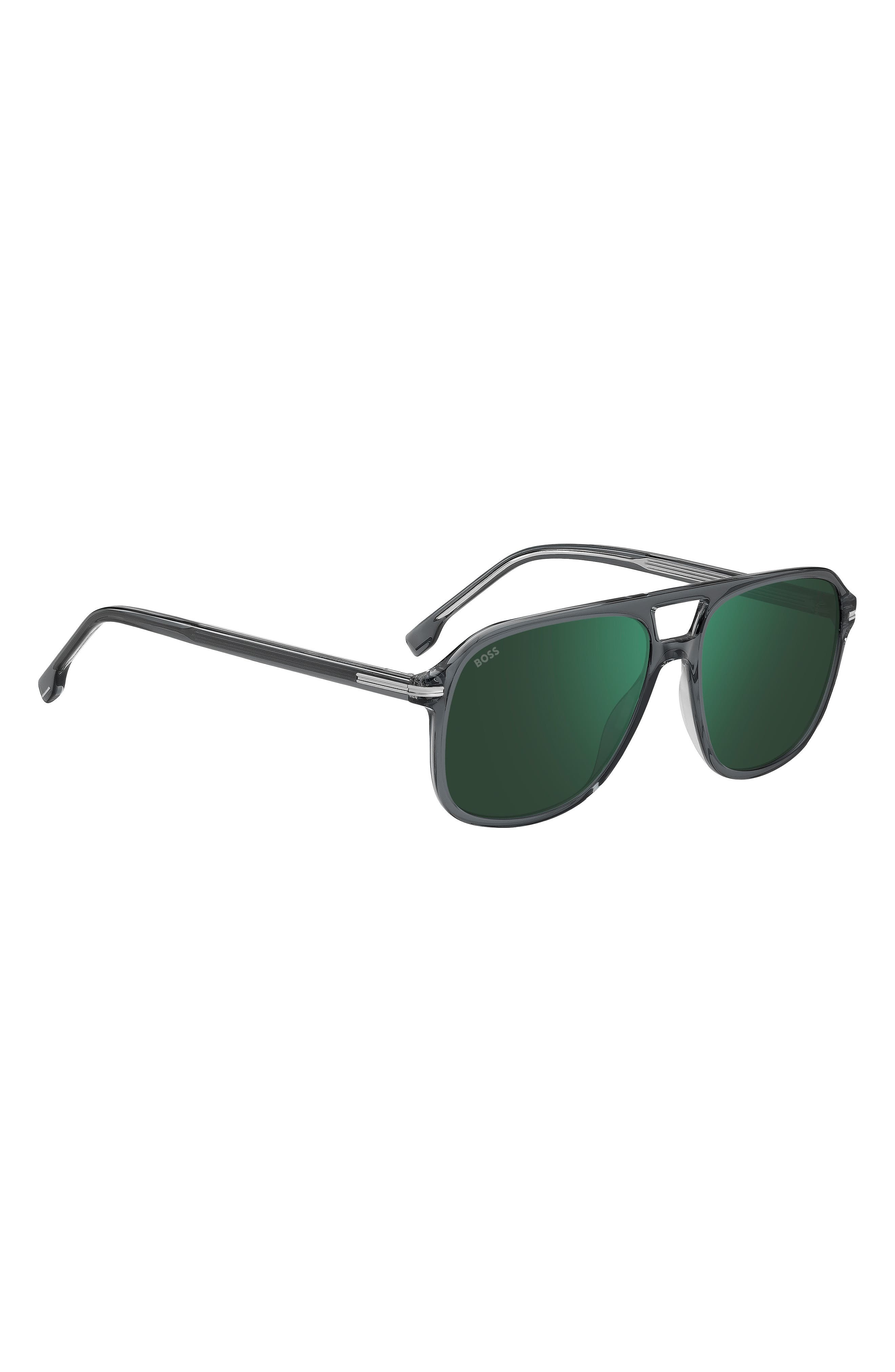 BOSS 57mm Square Sunglasses in Grey Crystal/Green Sp at Nordstrom - 4