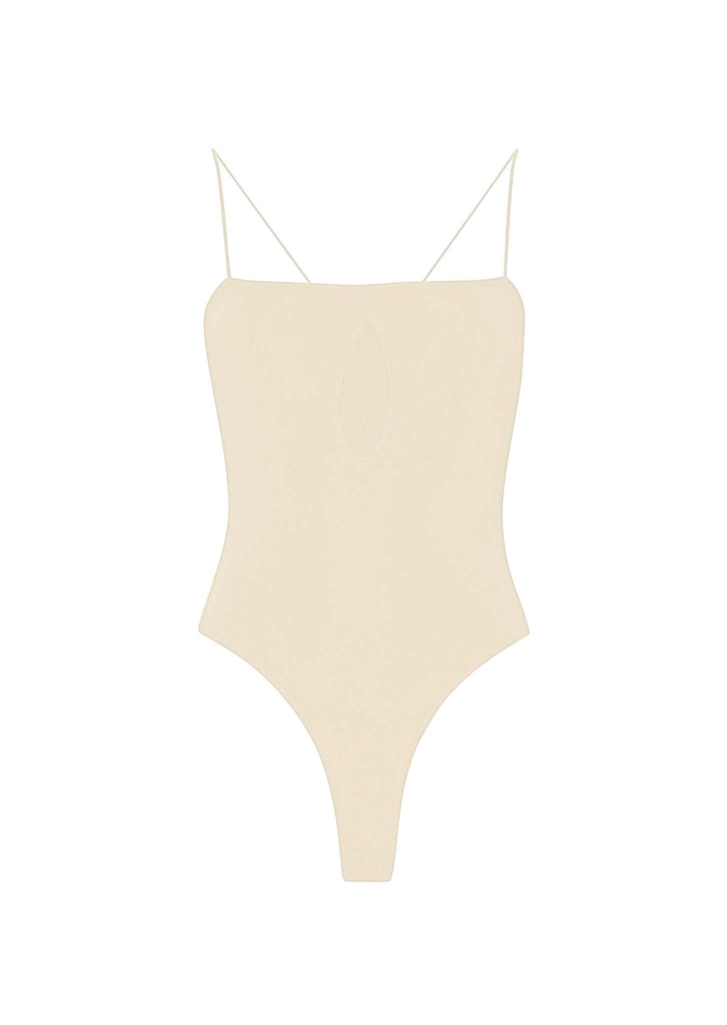 Shiny Viscose Slit Bodysuit - 1