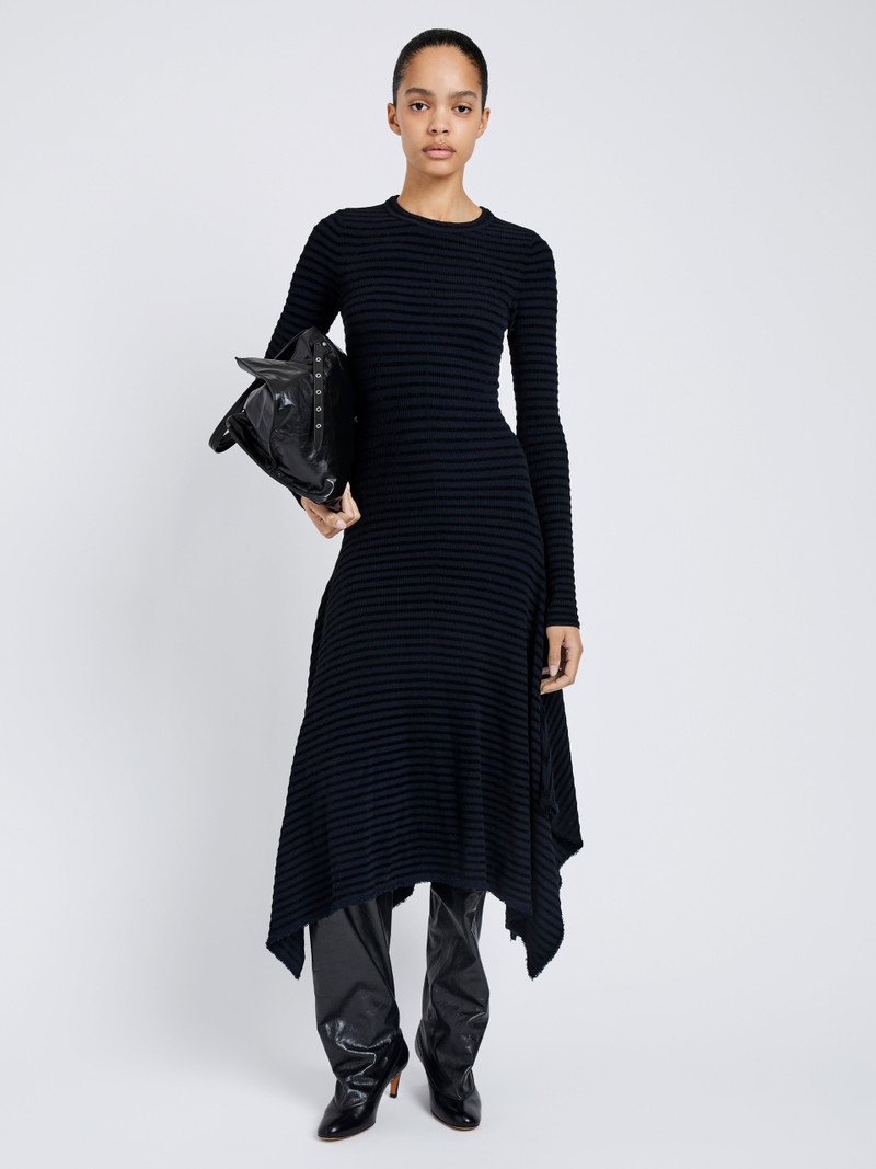 Proenza Schouler Didi Dress in Matte Viscose Velvet Stripe outlook