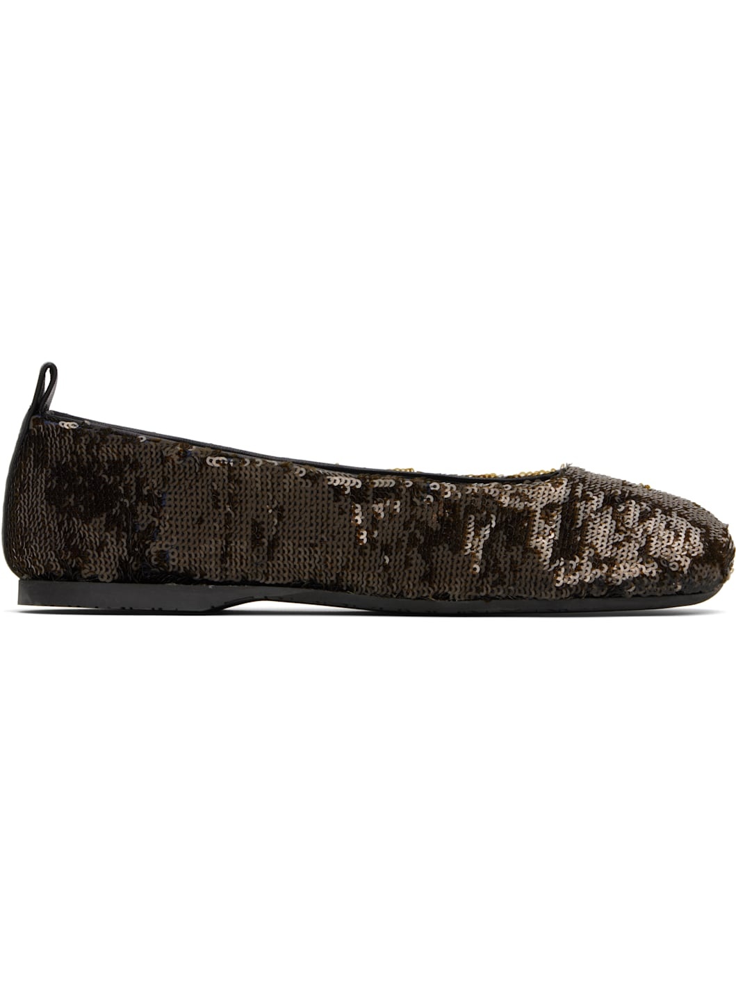 Gunmetal All-Over Sequin Ballerina Flats - 1