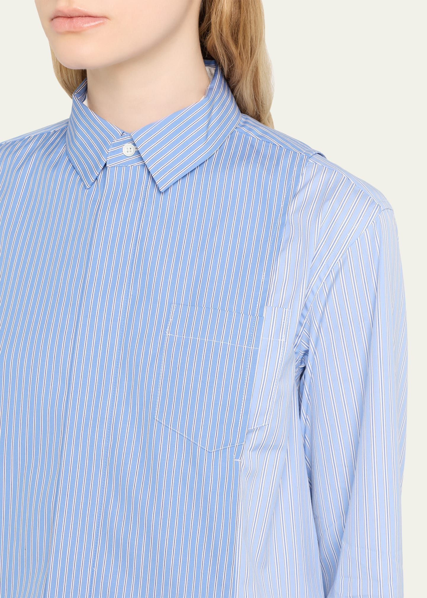 Mixed Stripe Poplin Button-Down Shirt - 5