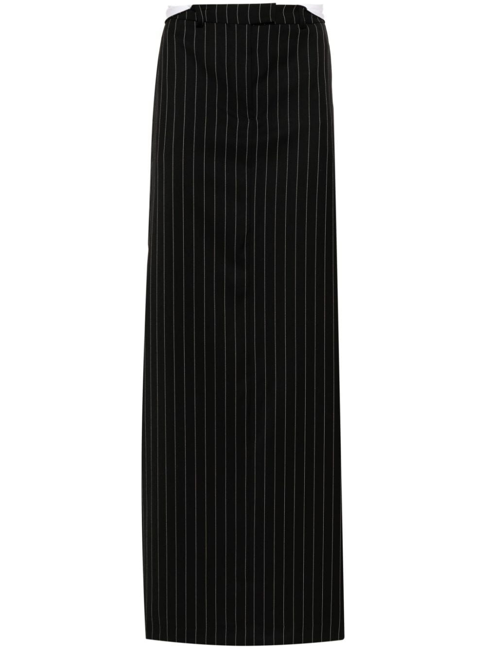 Rolled pinstripe-pattern wool skirt - 1
