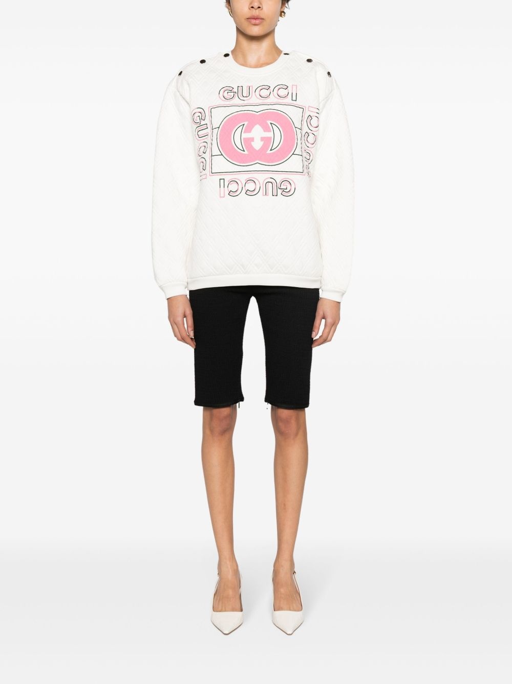 logo-print quilted sweatshirt - 2