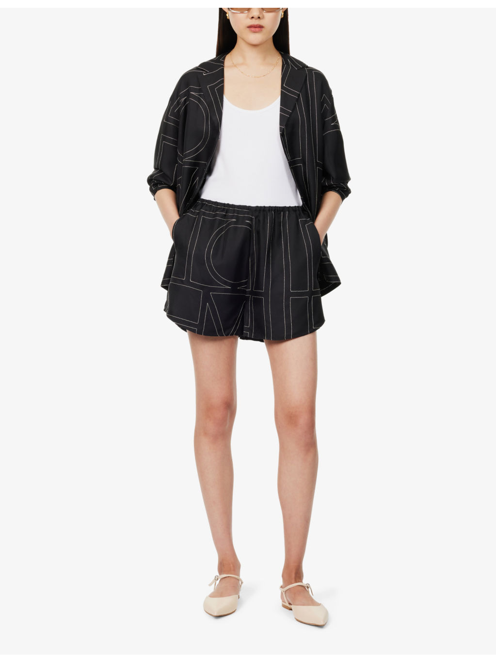 Wide-leg high-rise silk-twill shorts - 2