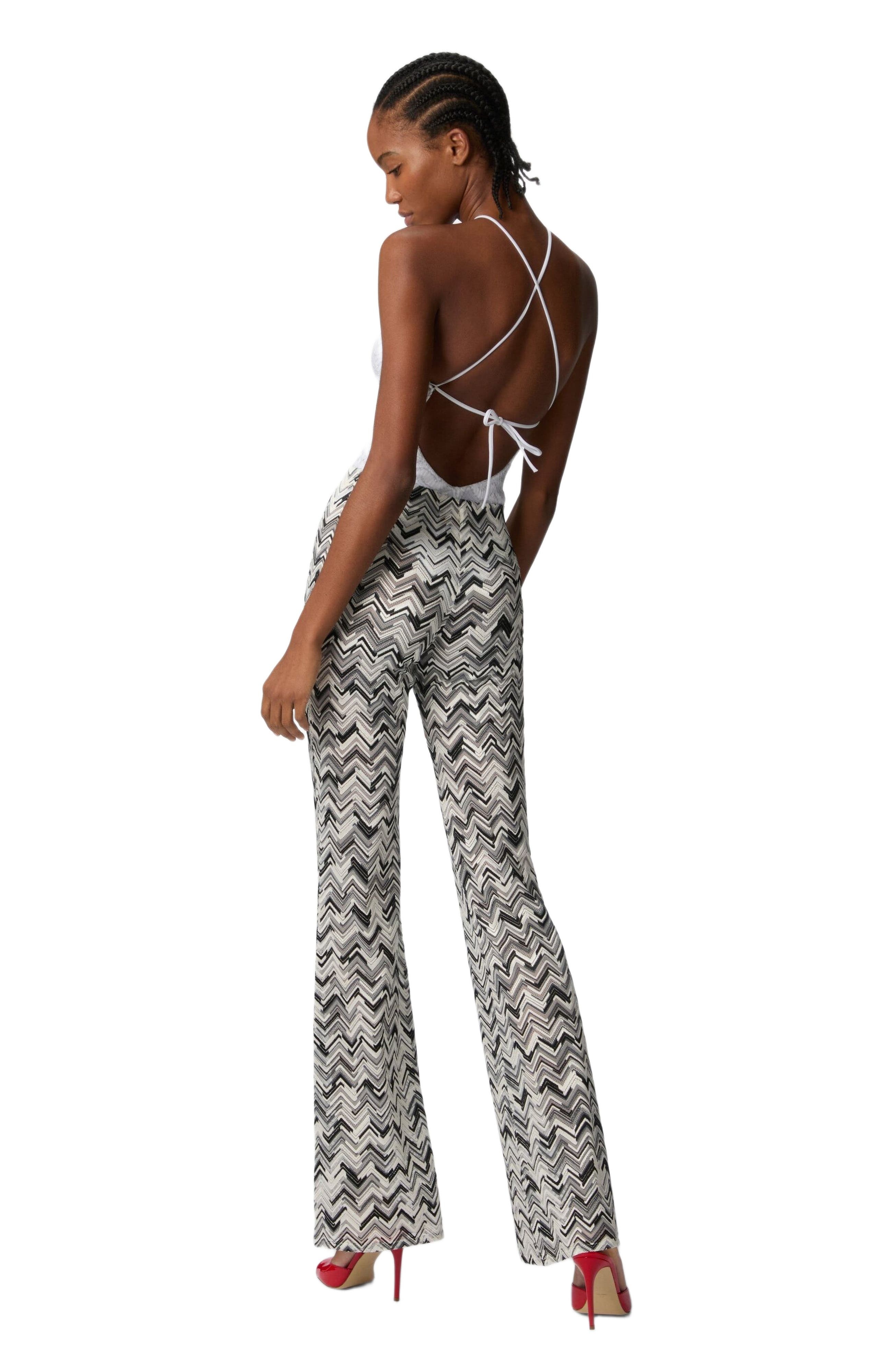 Missoni Flare Trousers In Slub Zigzag Viscose Blend in Black at Nordstrom - 3