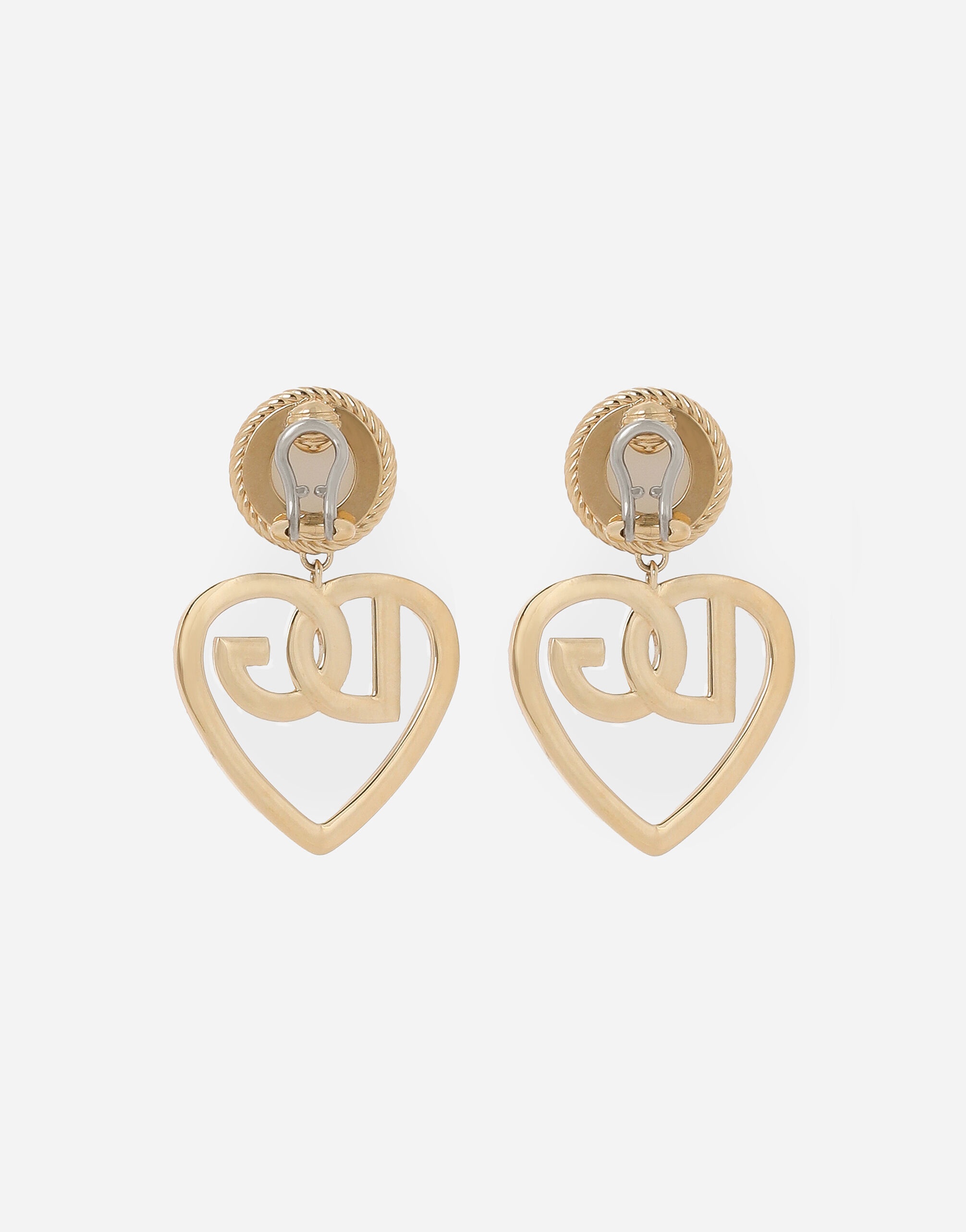 Drop earrings with cabochon details and DG logo heart - 2
