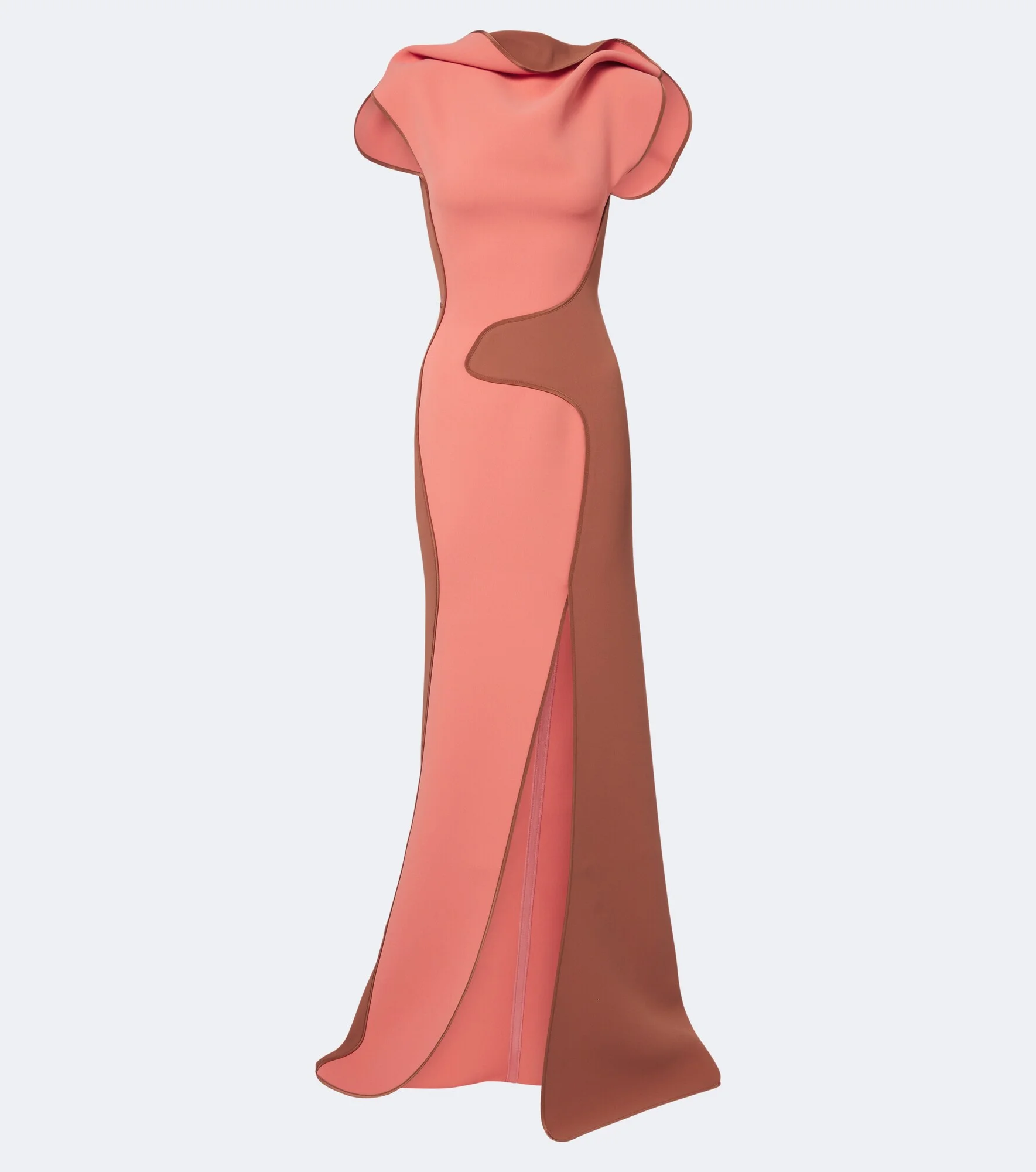 Cinnamon draped paneled gown - 1