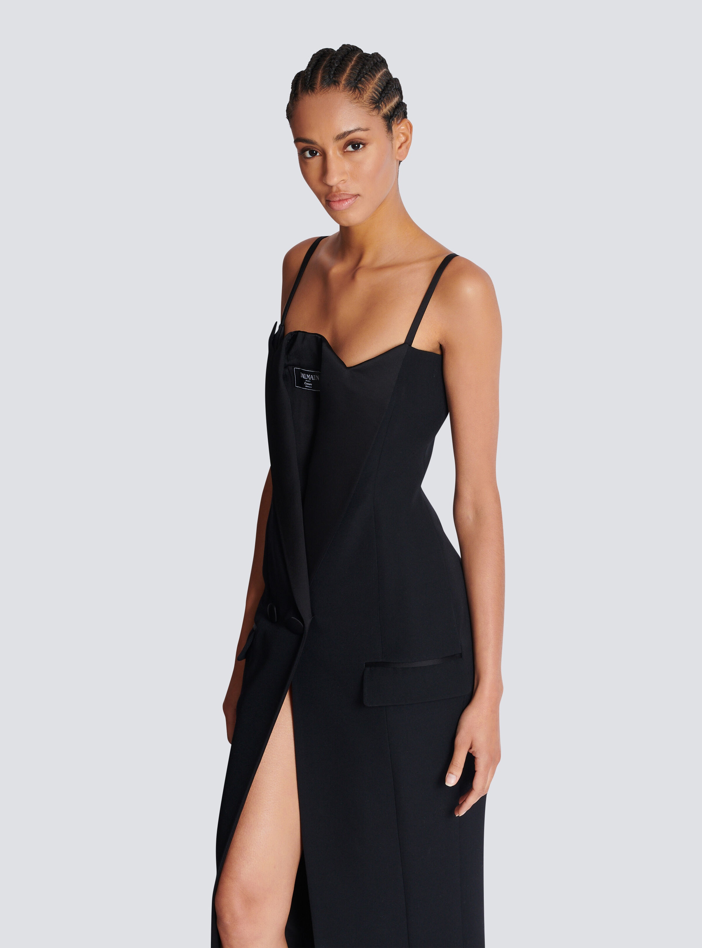 Long strappy grain de poudre dress - 6