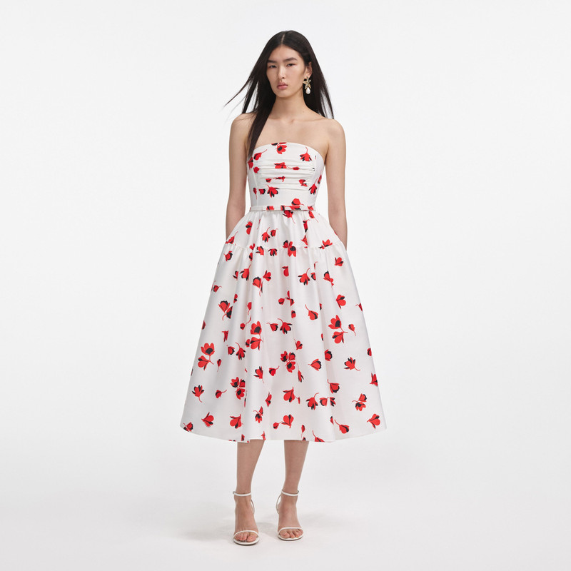 Floral Print Taffeta Midi Dress - 1