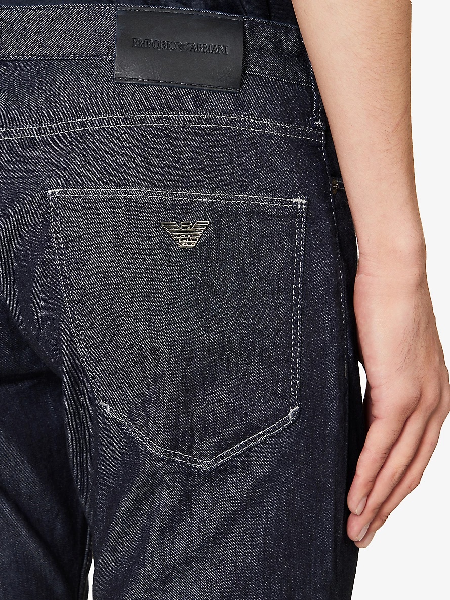 Brand-plaque straight-leg mid-rise stretch-denim jeans - 5