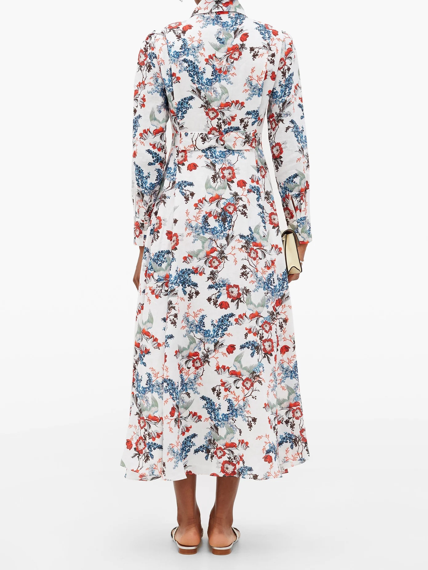 Josianne Bird Blossom-print linen midi shirt dress - 5