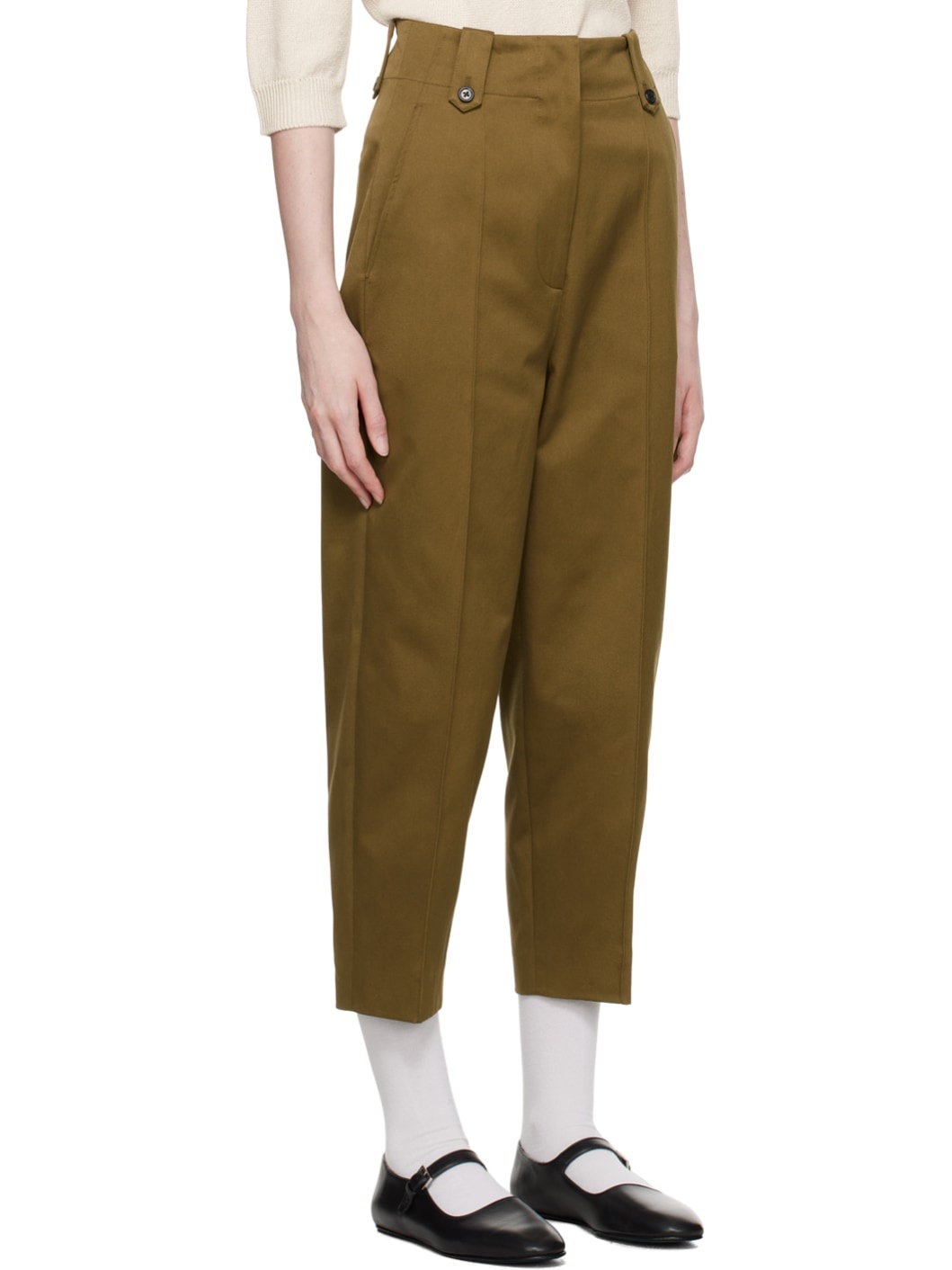 Khaki Cropped Trousers - 2