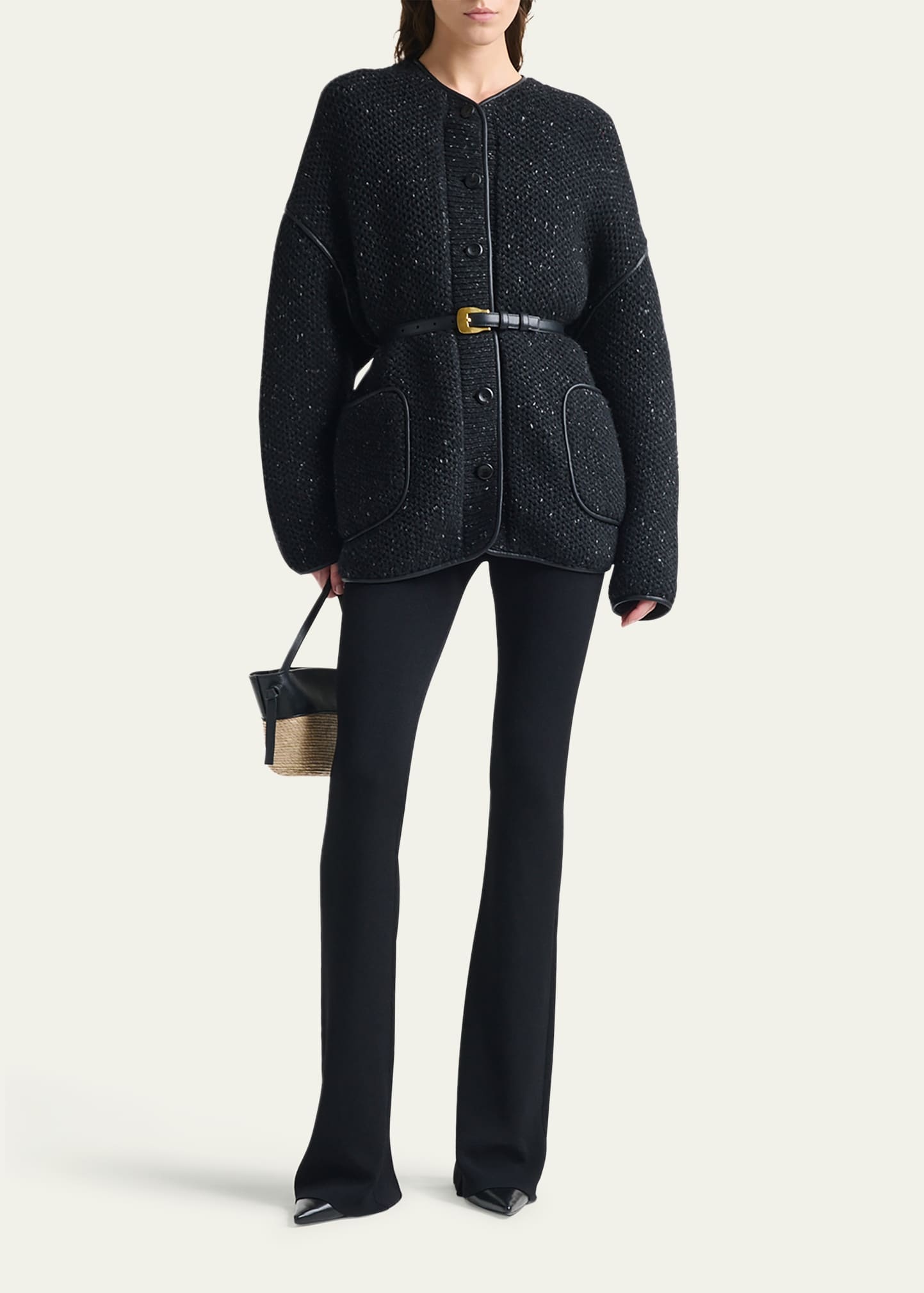 Medrano Leather-Piping Knit Jacket - 2