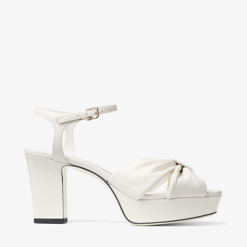 Heloise 80 Latte Nappa Leather Platform Sandals 1