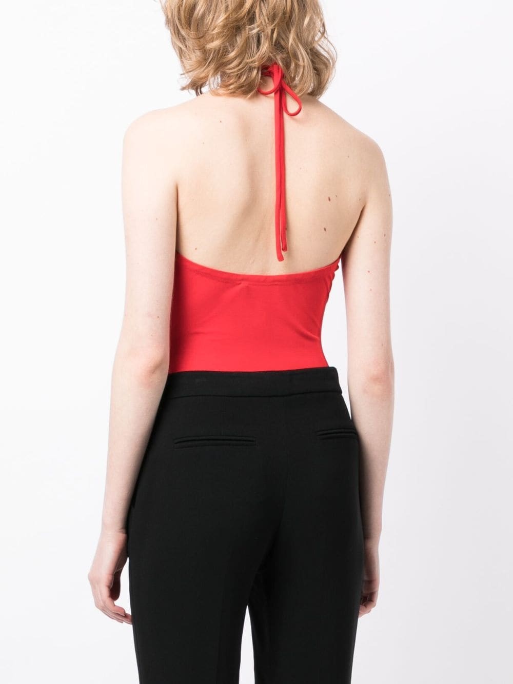 halterneck ruched jersey bodysuit - 4