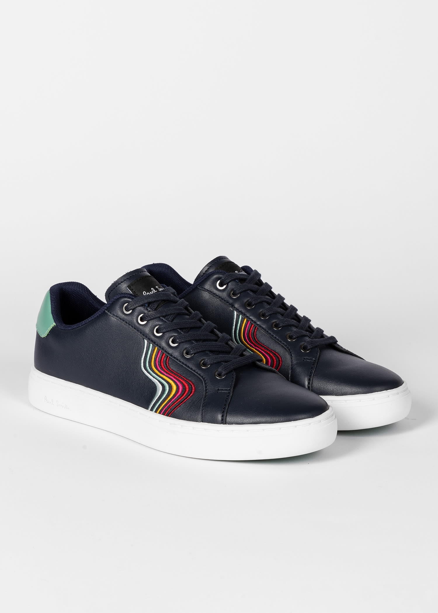Navy Leather 'Lapin' Swirl Trainers - 3