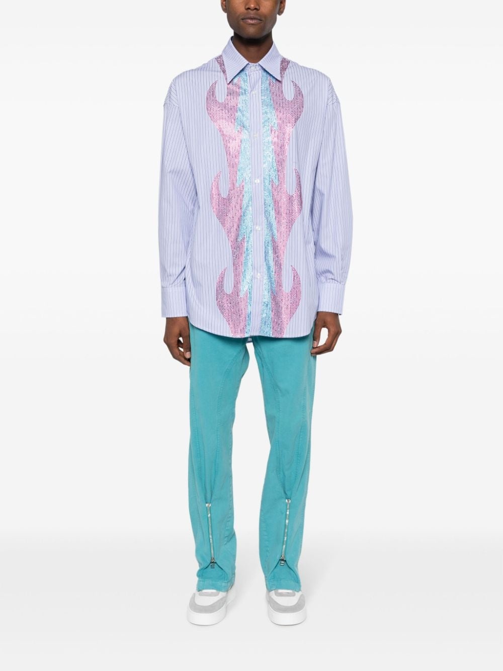 rhinestone striped shirt - 2