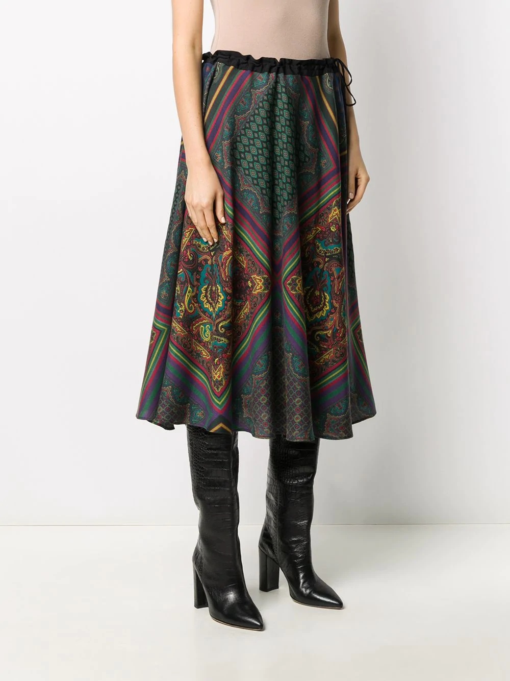 scarf print A-line skirt - 3