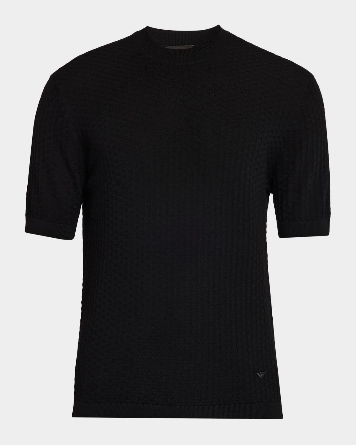 Men's Wool Honeycomb Jacquard Short-Sleeve Sweater - 1