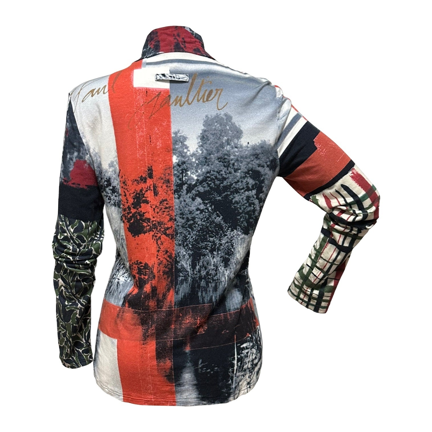 JEAN PAUL GAULTIER HOMME Fall Winter 2001 Abstract Printed Turtleneck Long Sleeve Top - 2