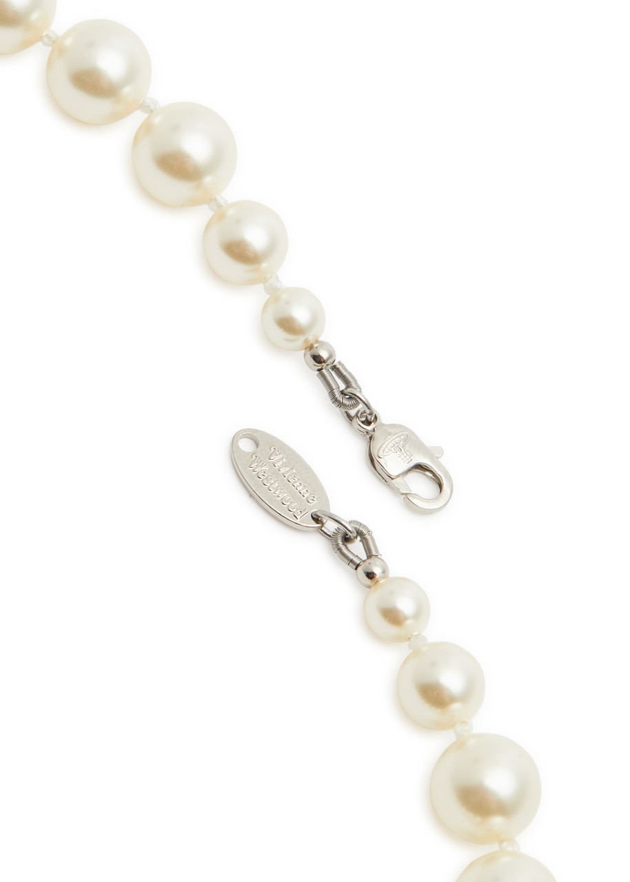 Bas Relief orb faux pearl choker - 4