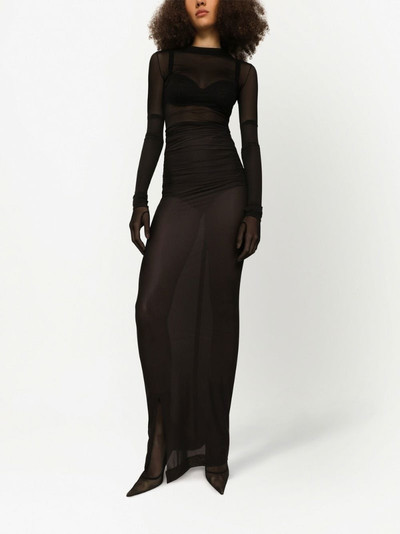 Dolce & Gabbana belted virgin-wool blend maxi skirt outlook