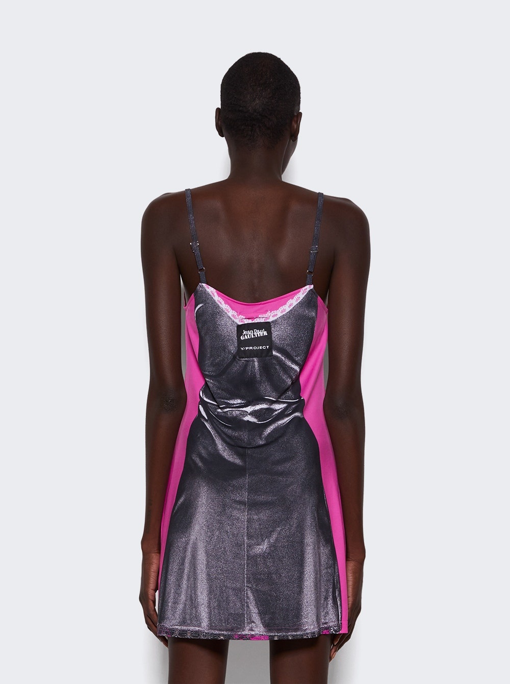 X Jean Paul Gaultier Trompe-l'oeil Mini Dress Black and Pink - 5