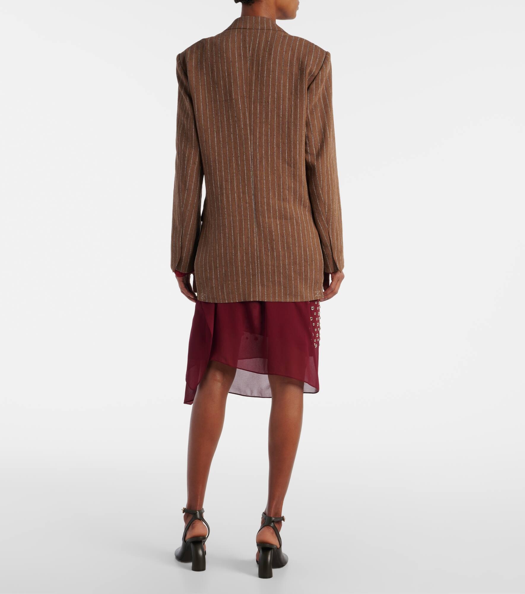 Striped linen-blend blazer - 3