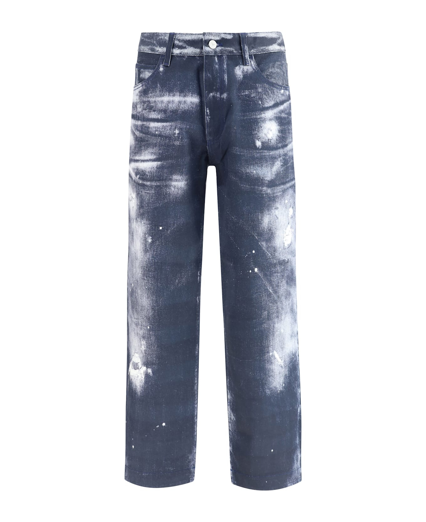 Denim Print Pants - 1