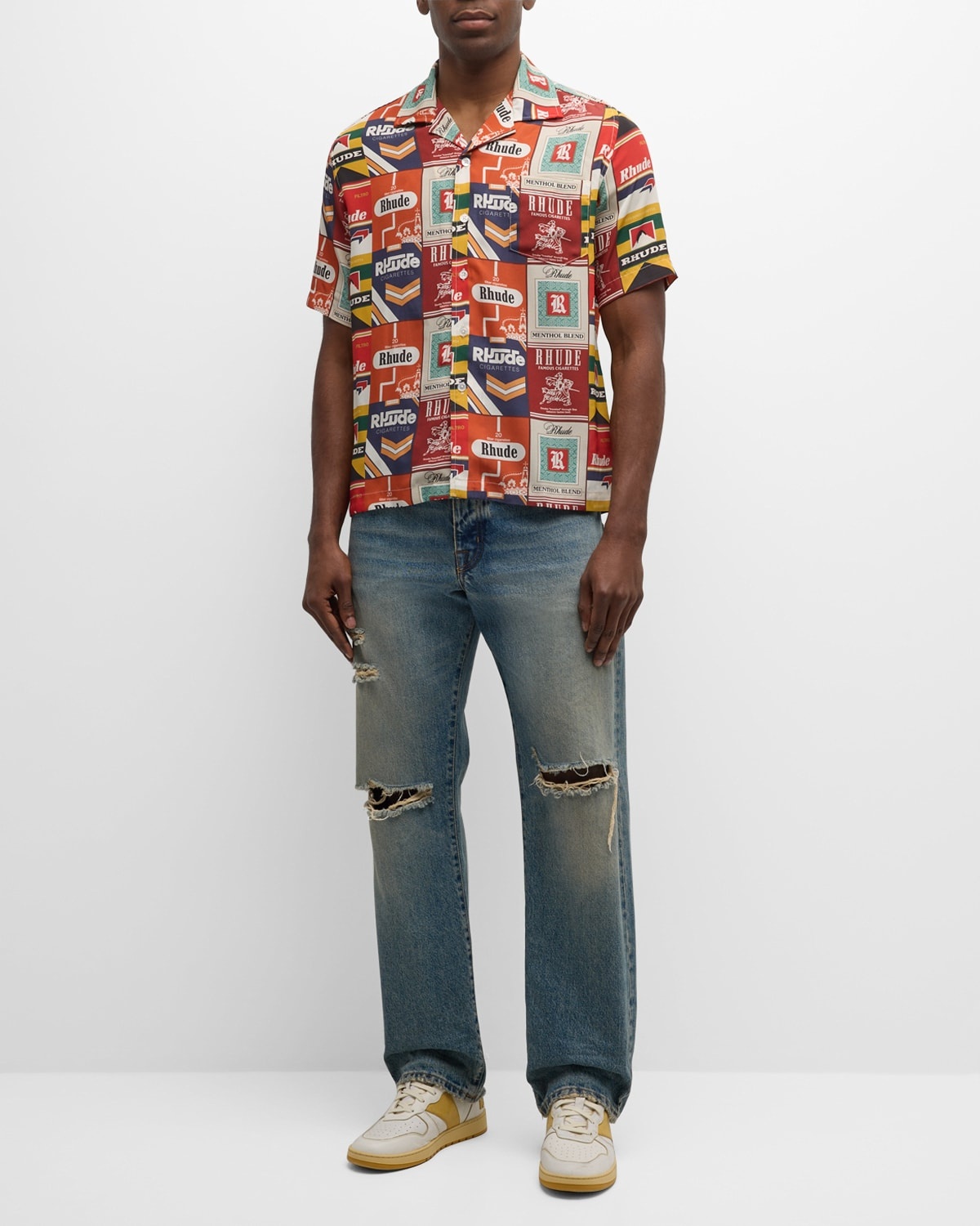 Men's Patchwork Cigarette Camp Shirt - 3