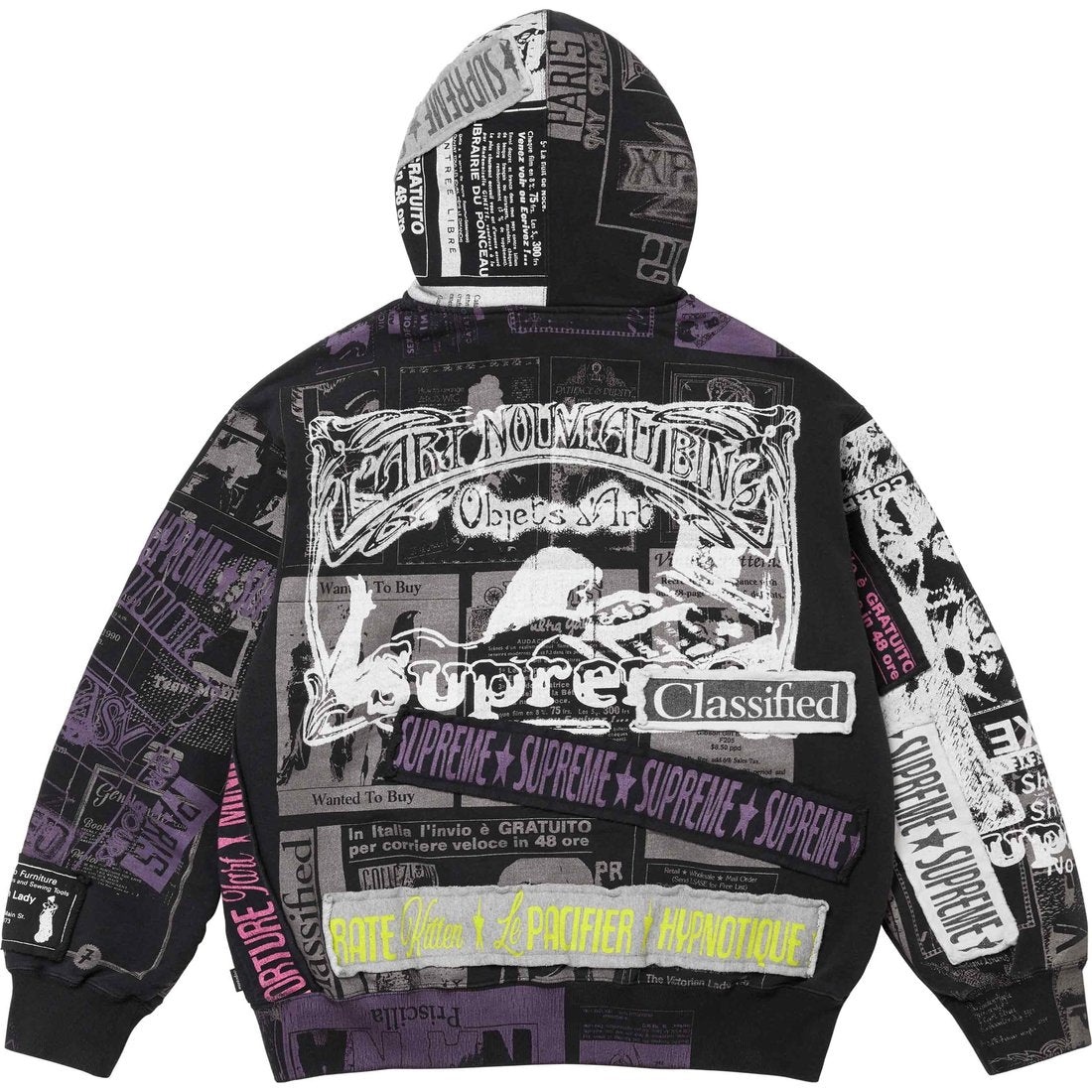 Supreme Collage Zi[p Up Hooded Sweatshirt 'Black Purple White' SUP-SS24-223 - 2