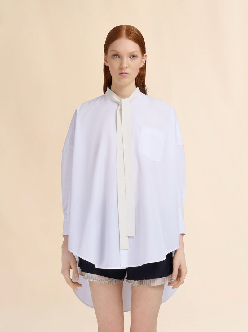 Marni WHITE ORGANIC POPLIN SHIRT WITH BOW outlook