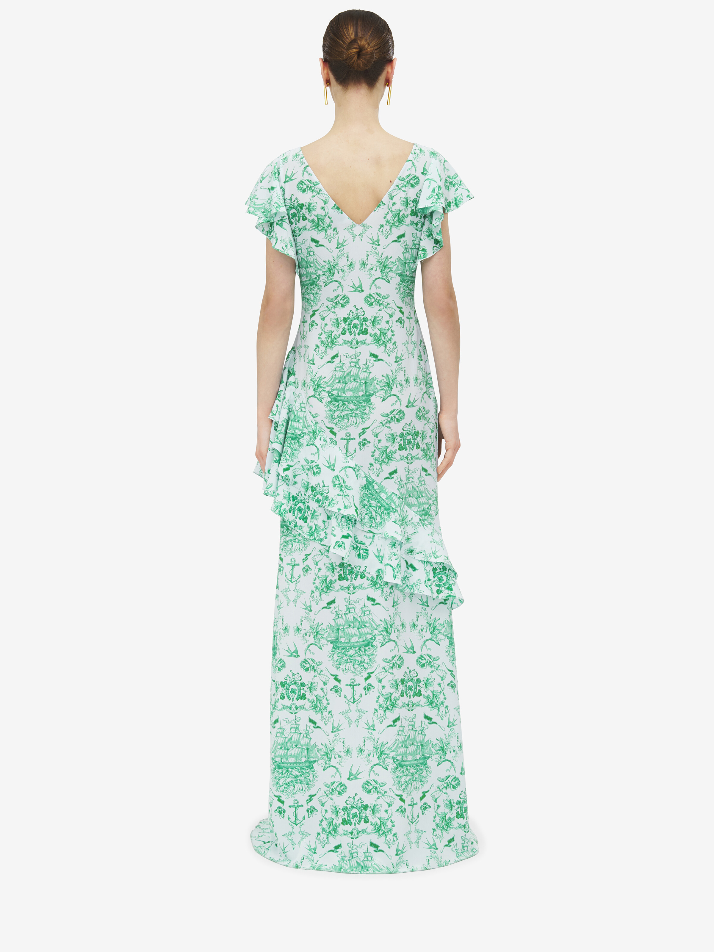 Sailor Tattoo Asymmetric Ruffle Dress - 4